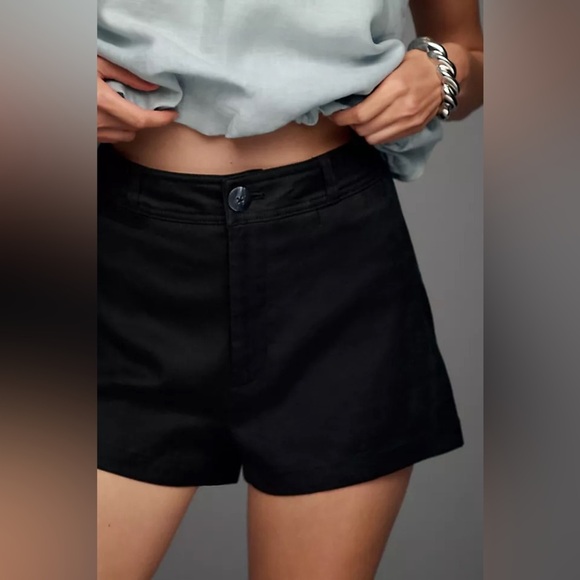 NWT new 32 Anthropologie Maeve ettie shorts pitched linen navy blue - Picture 13 of 17